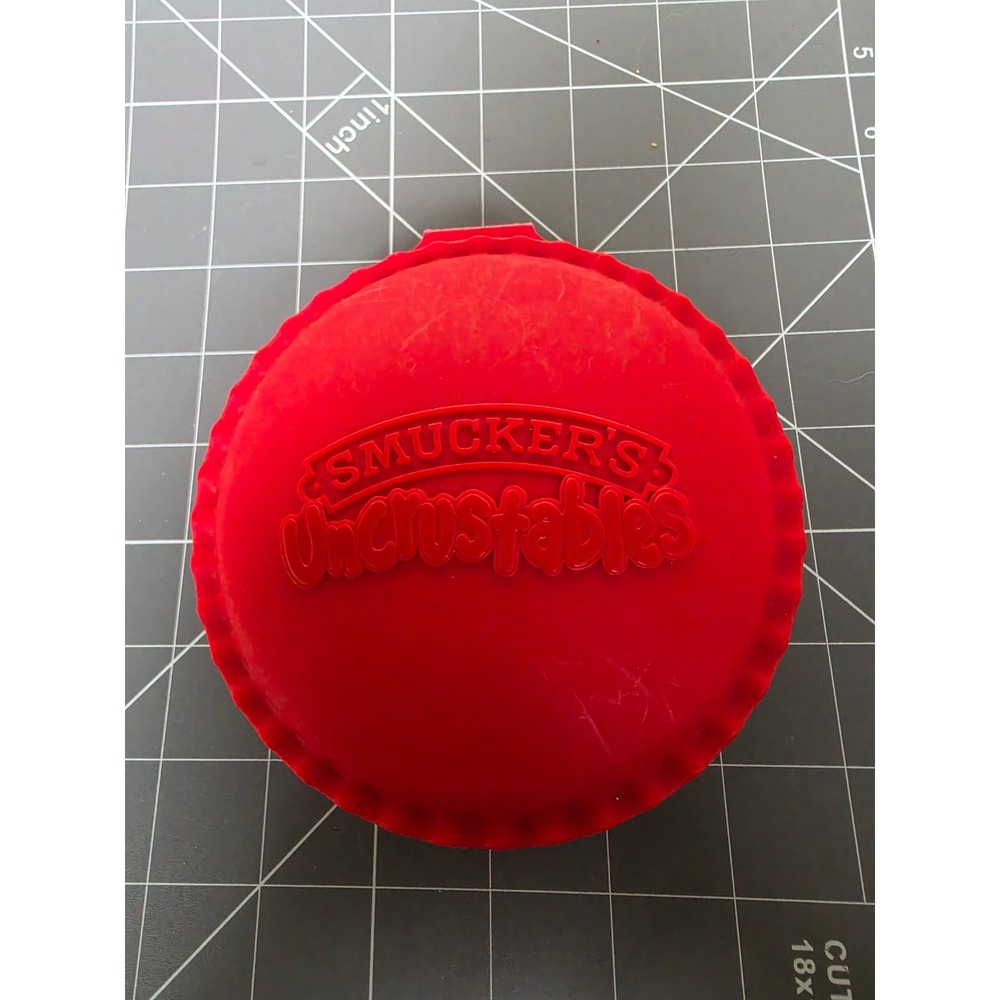 Smuckers Uncrustables Sandwich Container Red Plastic Round Storage Case Lunchbox